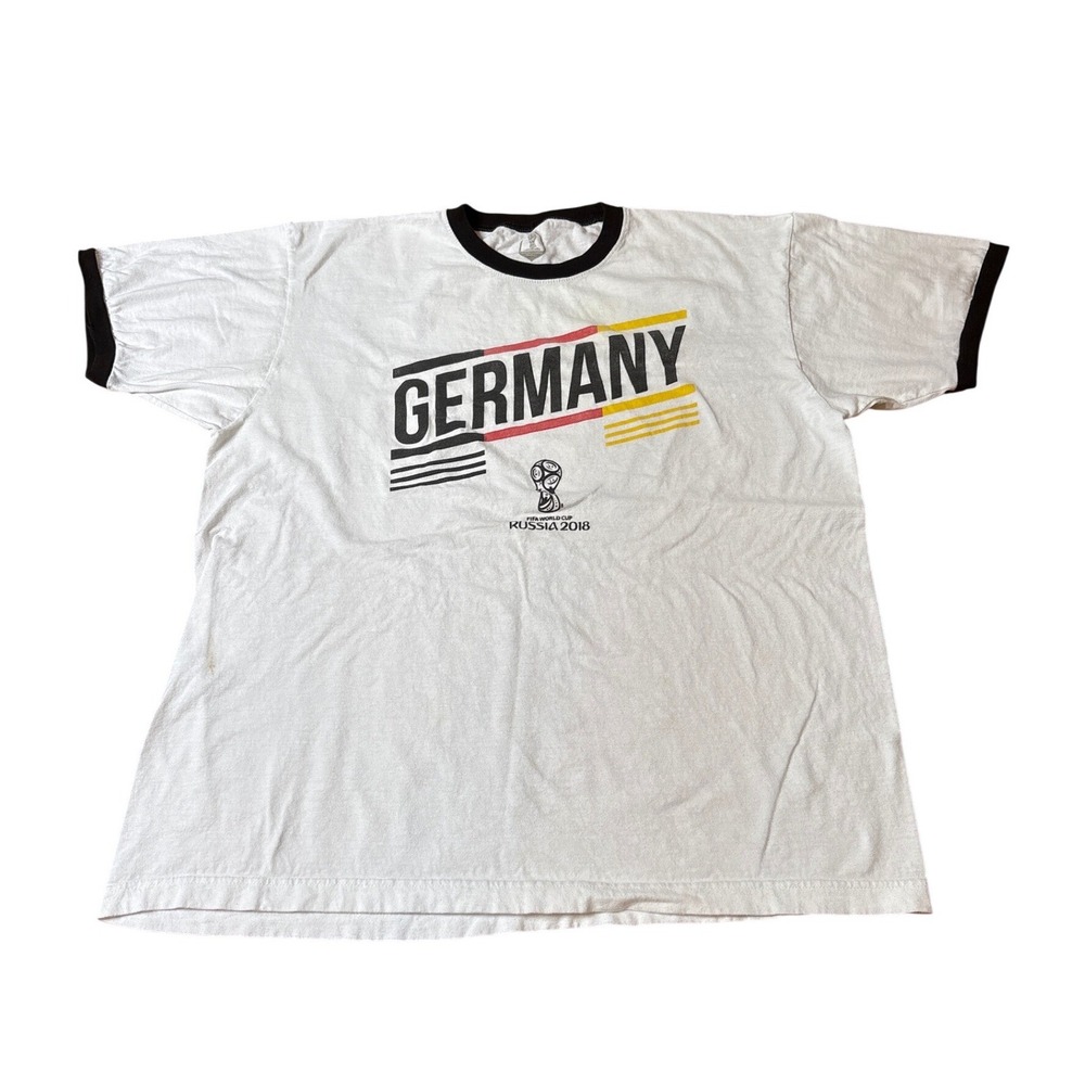 FIFA World Cup Russia 2018 T-Shirt Mens White Germany Ringer Graphic SIZE XL